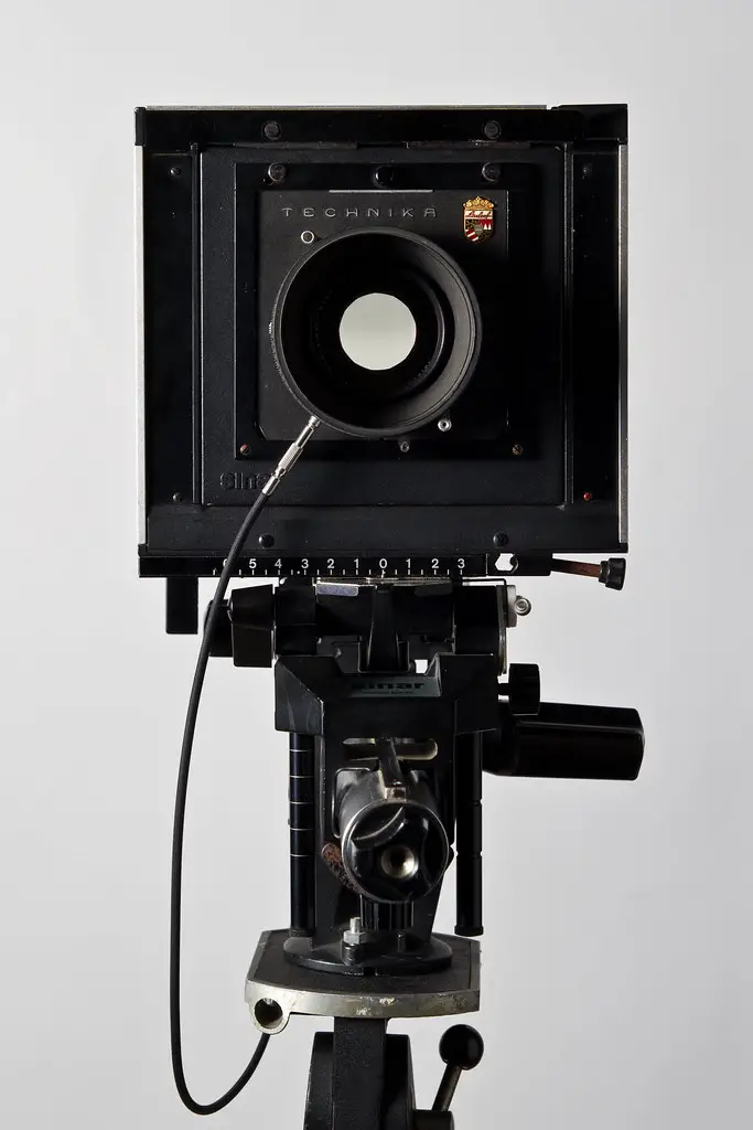 Front view of a Sinar F large format camera